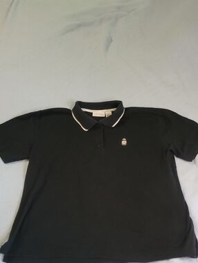 Black Short-Sleeve Polo with White Trim